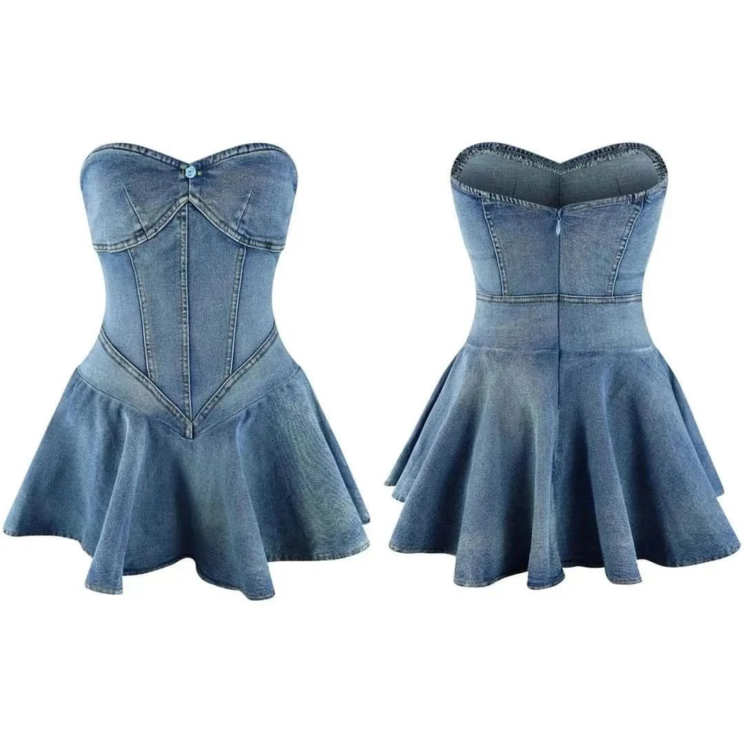 Strapless Pleated Mini Dress | Mabel Love Denim / XXL Strapless Pleated Mini Dress | Mabel Love Denim / XXL