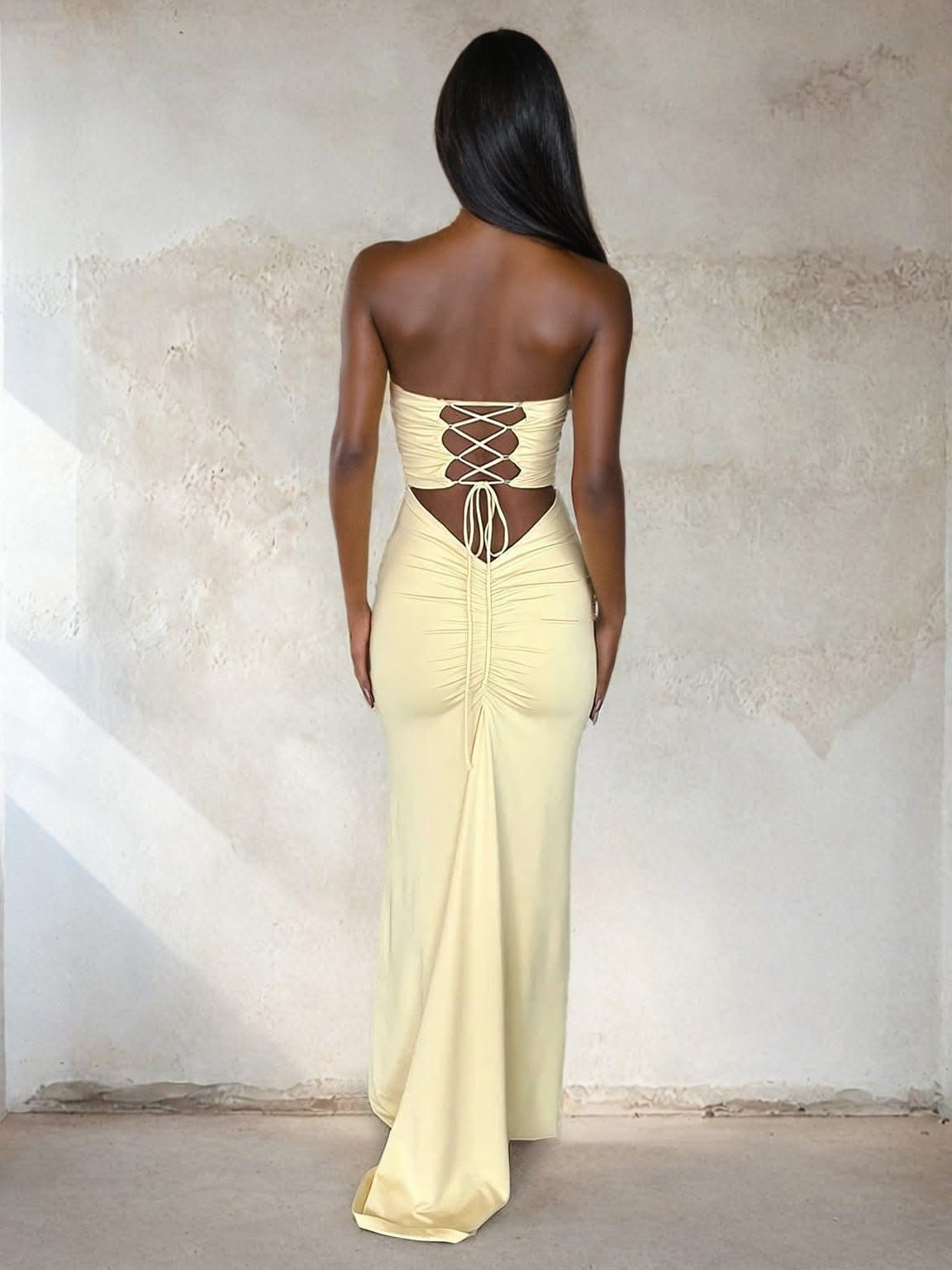 Strapless Lace-up Maxi Dress Strapless Lace-up Maxi Dress