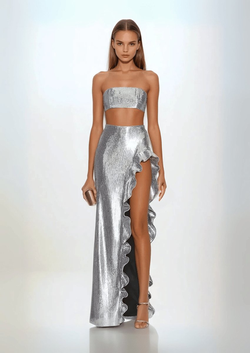 Strapless Top and Long Skirt Sequined Set