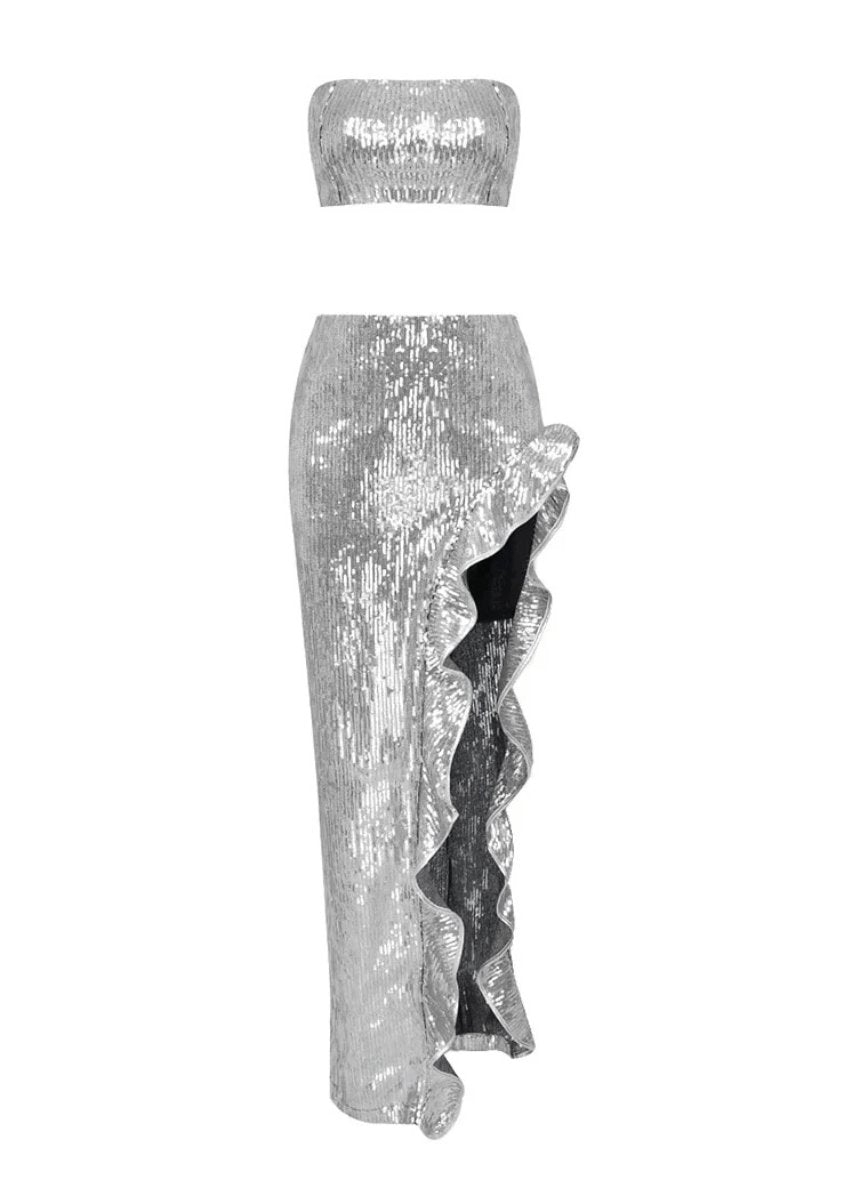 Strapless Top and Long Skirt Sequined Set