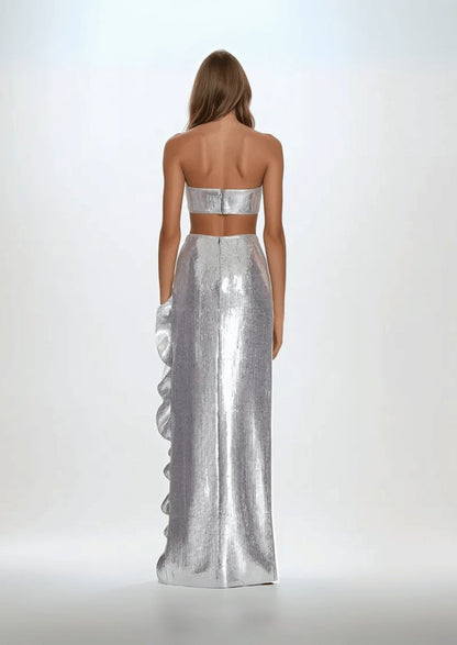 Strapless Top and Long Skirt Sequined Set