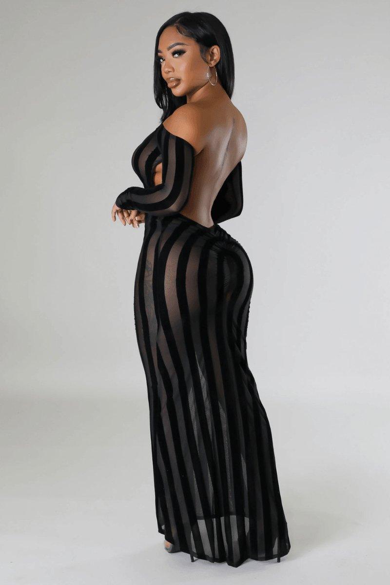 Stripe Low Back Maxi Dress