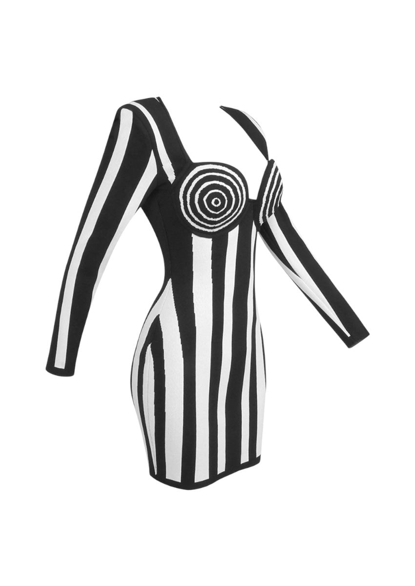 STRIPED KNIT BODYCON DRESS