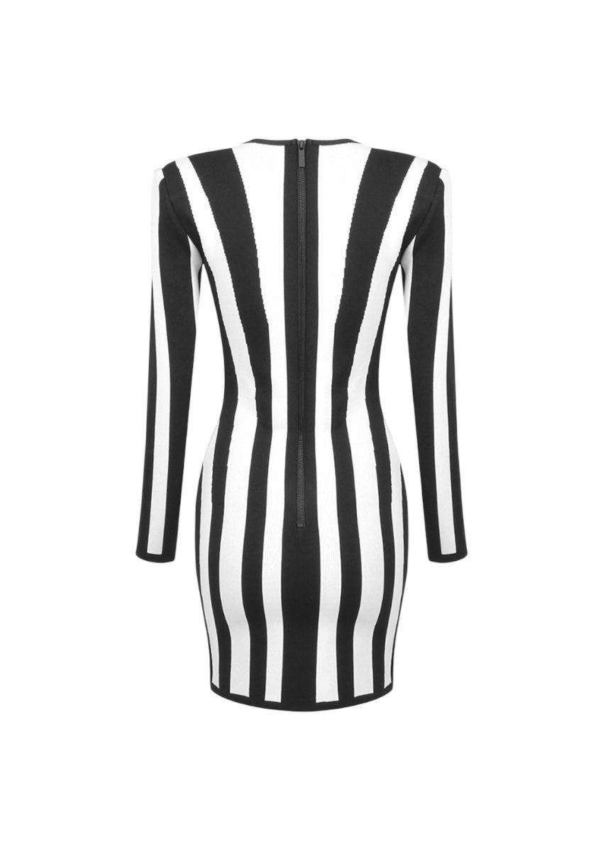 STRIPED KNIT BODYCON DRESS