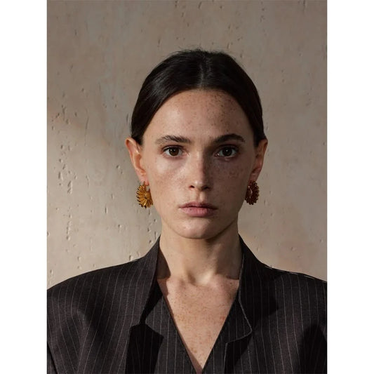 Gold Sunlit Daisy Hoop Earrings