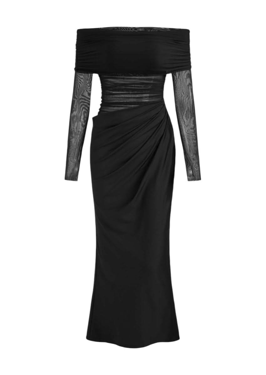 Taylor Off-Shoulder Maxi Dress Elegant Formal Gown | Mabel Love Co. Taylor Off-Shoulder Maxi Dress Elegant Formal Gown | Mabel Love Co.
