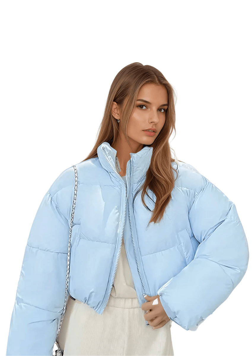 Blue puffer jacket