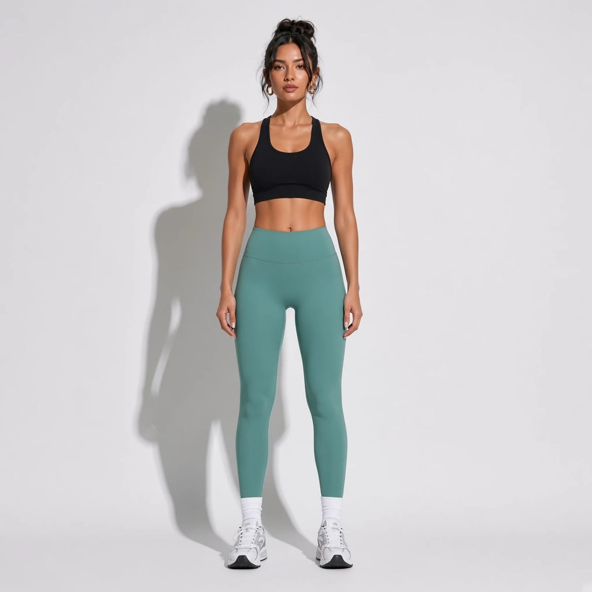 Selective High-Waist Fitness Leggings — Teal front