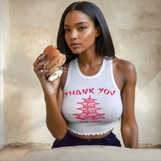 Thank You white tank top - Mabel Love Co - Crop top