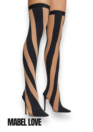 Thigh High Mesh Boots - Mabel Love Co - Shoes