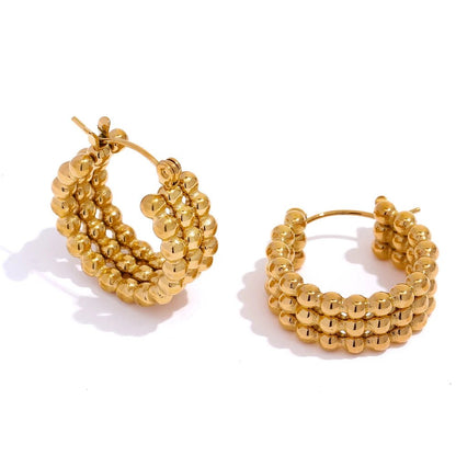 Three Row Gold Hoop Earrings