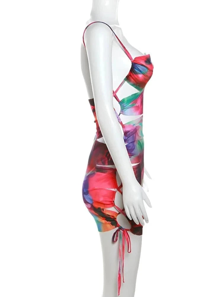 Tie - Dye Print Bodycon Mini Dress