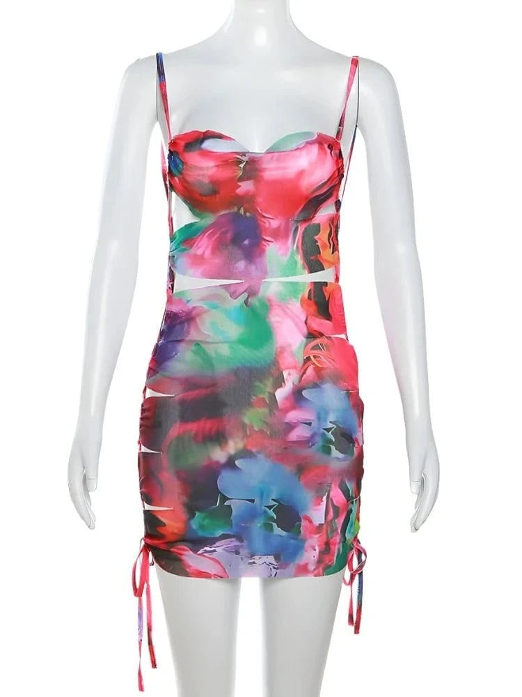 Tie - Dye Print Bodycon Mini Dress