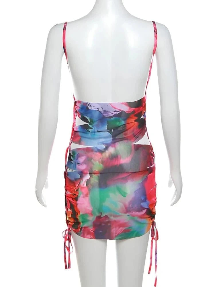 Tie - Dye Print Bodycon Mini Dress