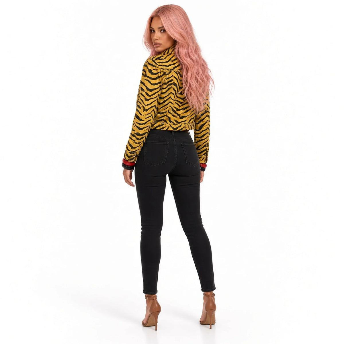 Tiger Print Cropped Jacket — back