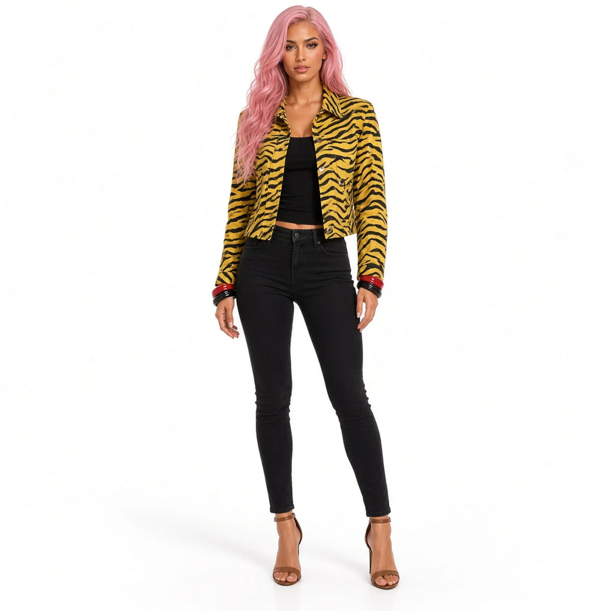 Tiger Print Cropped Jacket — front