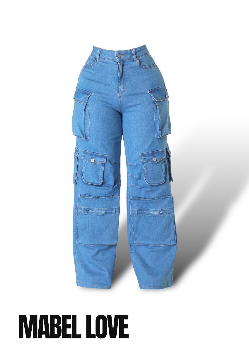 Trendy Cargo Denim Pants