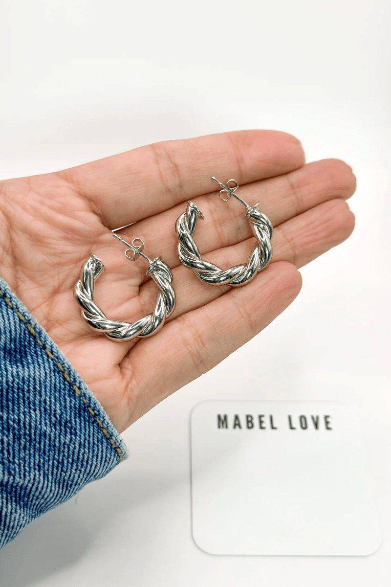 Twisted Rope Silver Hoops