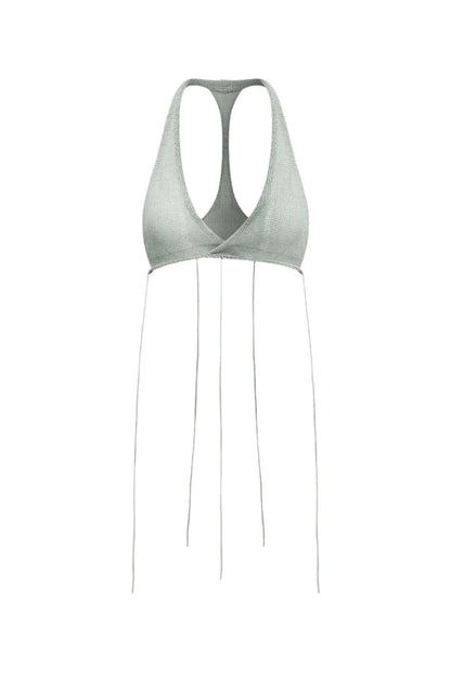 Two - Piece Irregular Patchwork Skirt with Halter Bralette