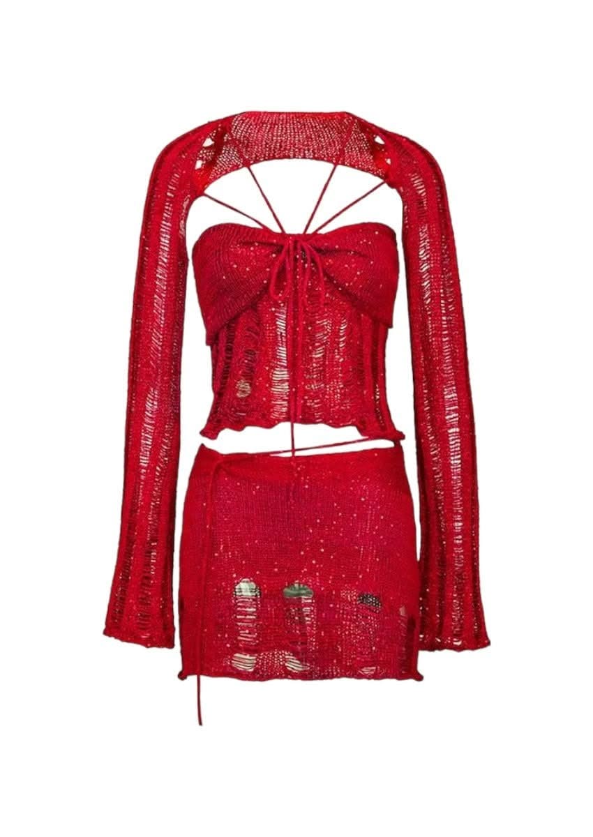 two piece sequin dress set 1980s Gold Sequin Two-piece Set | Floral Embellished Party Top & Skirt (silk Lined)