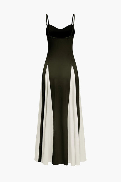 two tone dress maxi Two-Tone Floral Panel Maxi Dress