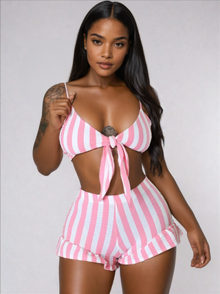 Pink Striped Matching Set