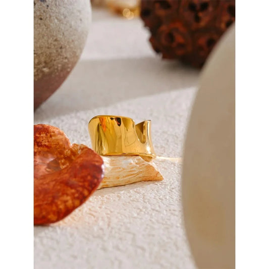 Unusual Geometric Texture Stainless Steel Ring - Minimalist Jewelry