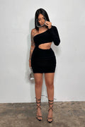 One Shoulder Cut Out Mini Dress, [product type]