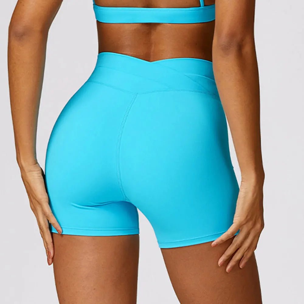 V - Waisted Yoga Shorts - Lake Blue 2