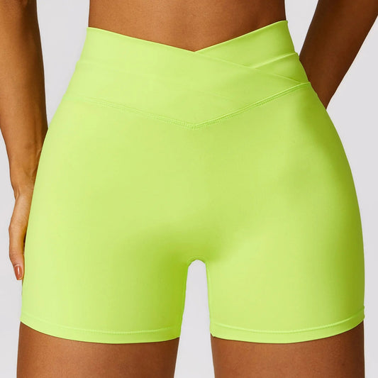 V - Waisted Yoga Shorts - Lime Green