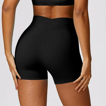 V - Waisted Yoga Shorts - Black 2