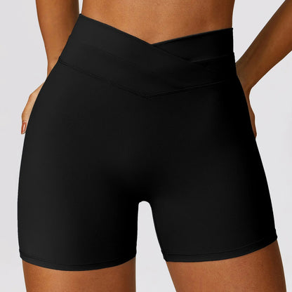 V - Waisted Yoga Shorts - Black