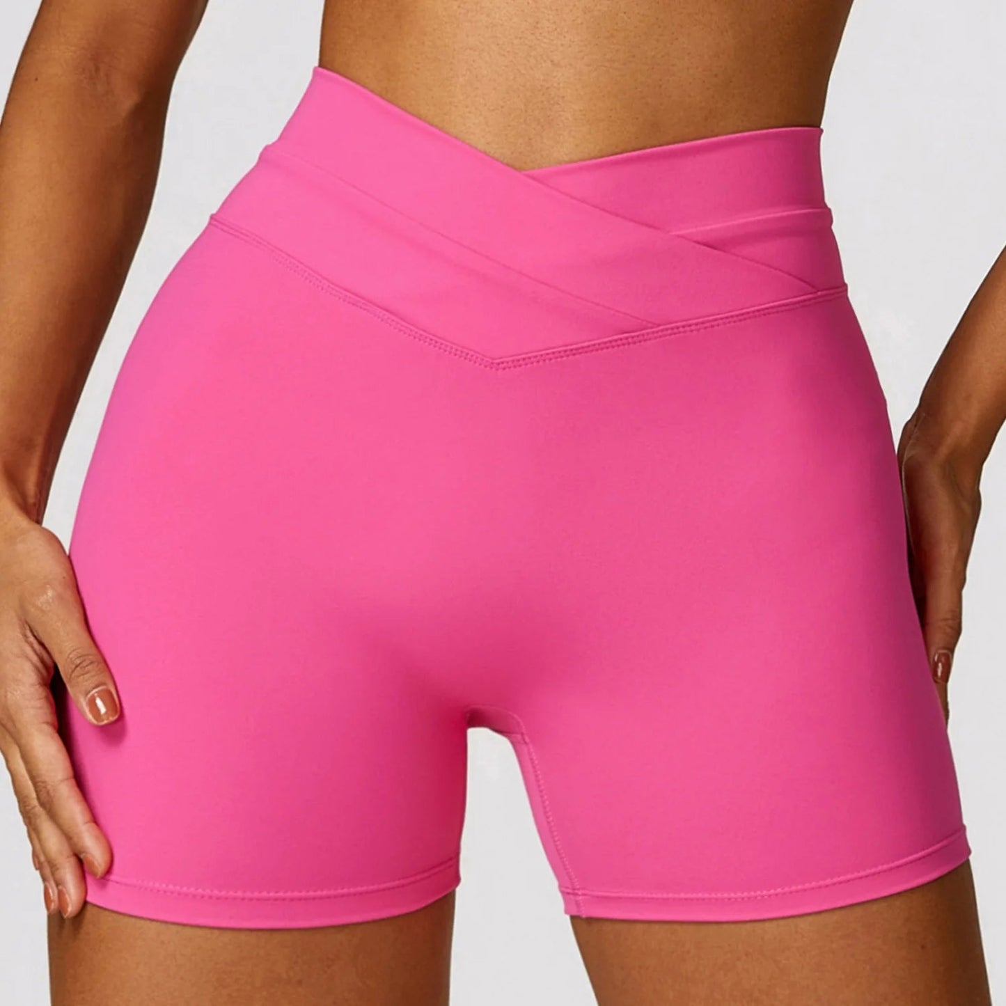 V - Waisted Yoga Shorts - Magenta