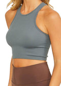Knit Solid Cropped Seamless Tank Top, 