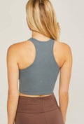 Knit Solid Cropped Seamless Tank Top, [product type]