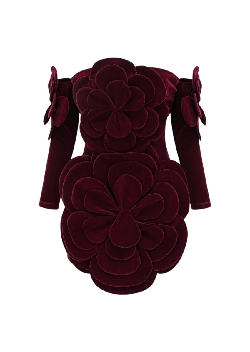velvet floral mini dress Simkhai Vallyn Mini Dress - Petrol