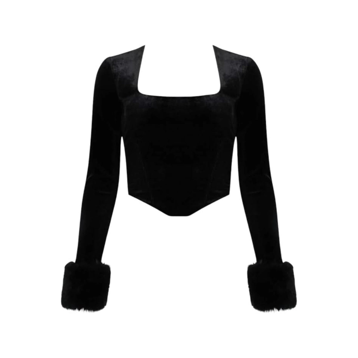 Velvet Reverie Long Sleeve Top — corrected front ghost image with standard spacing