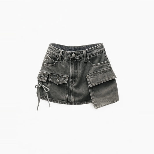 Versatile Cargo Denim Skort — front