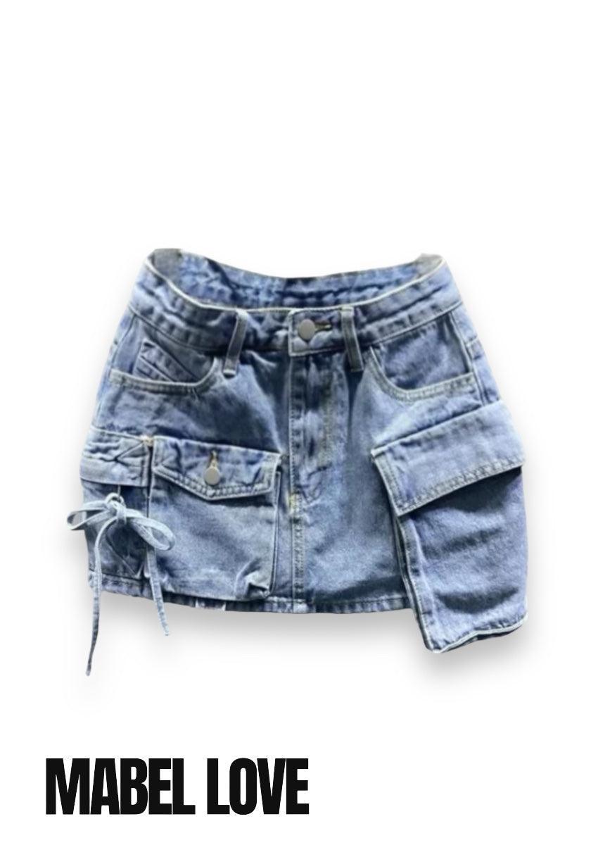 Versatile Cargo Denim Skort