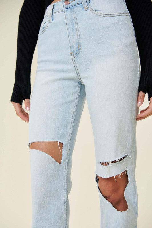 Distressed Wide Leg Jeans, [product type]