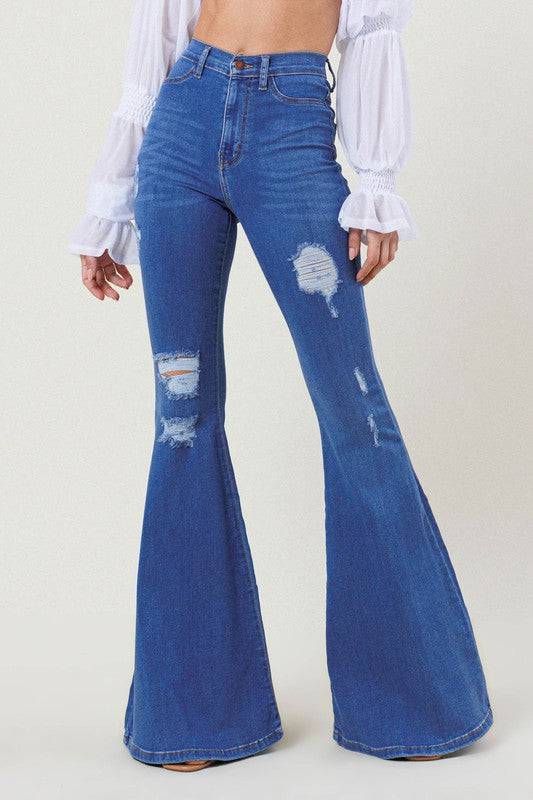 HIGH RISE DISTRESSED FLARE, 