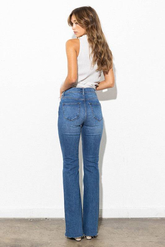 HIGH WAISTED DISTRESSED BOOTCUT, 