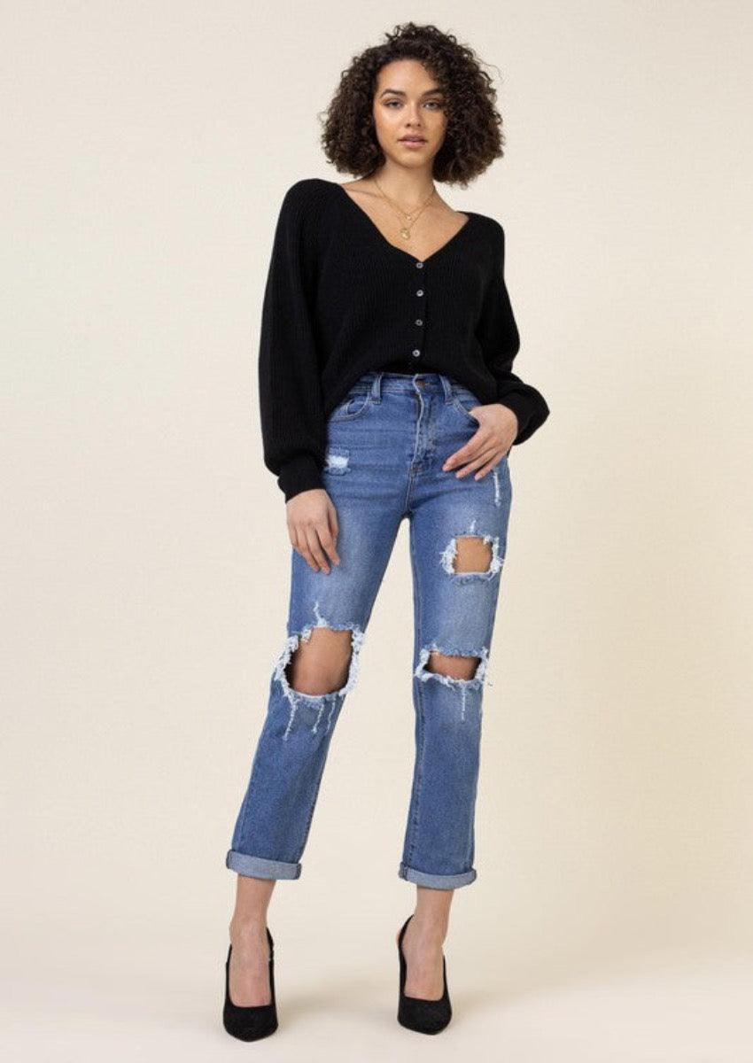 Distressed Boyfriend Jeans, [product type]