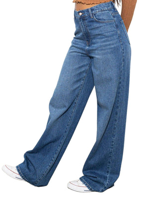 Close-up side detail image of Classic High-Waisted Straight Jeans