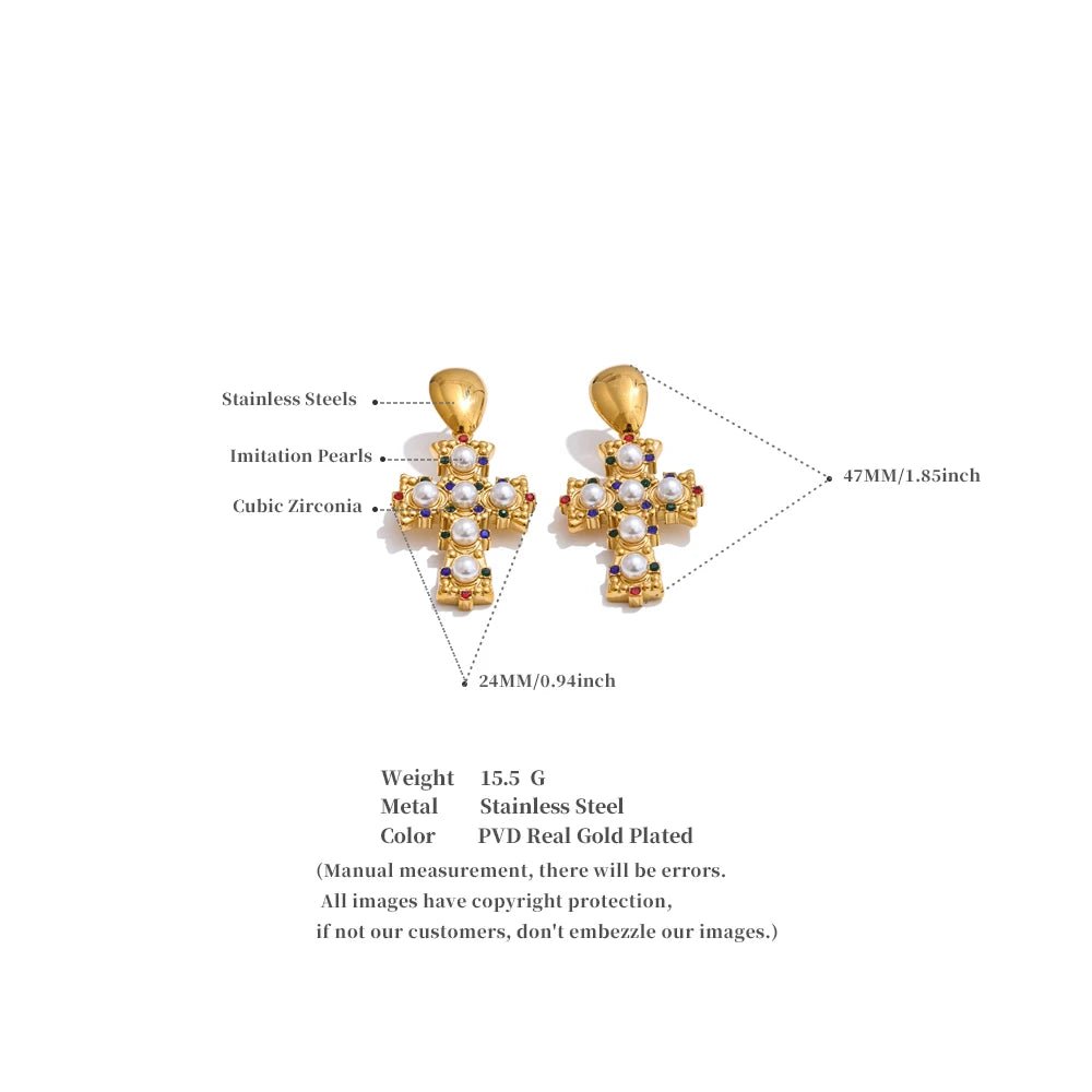 Victorian Cross Earrings - Size Details