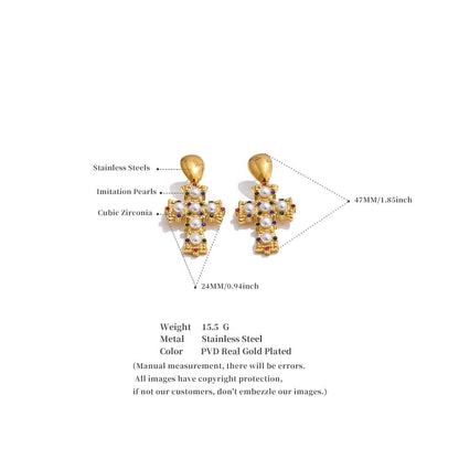 Victorian Cross Earrings - Size Details