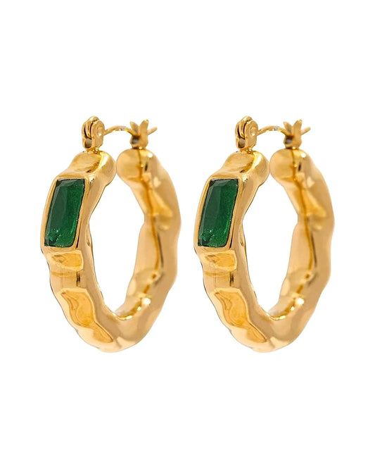 Golden Gem Hoop Earrings — gold view 1