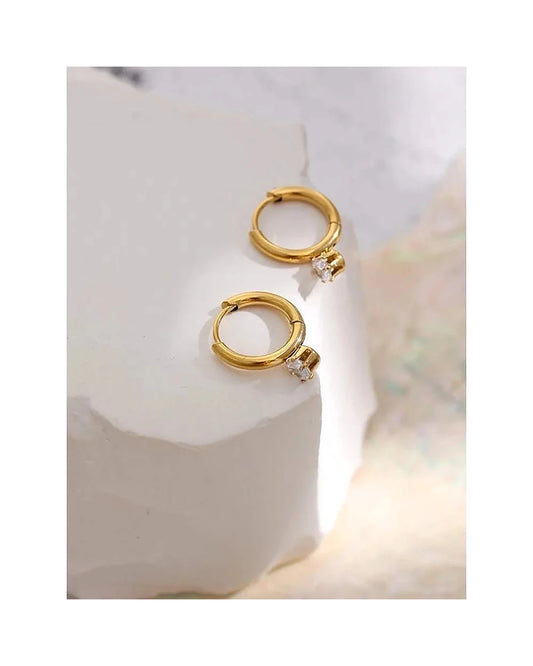 Solitaire Hoop Earrings — view 1