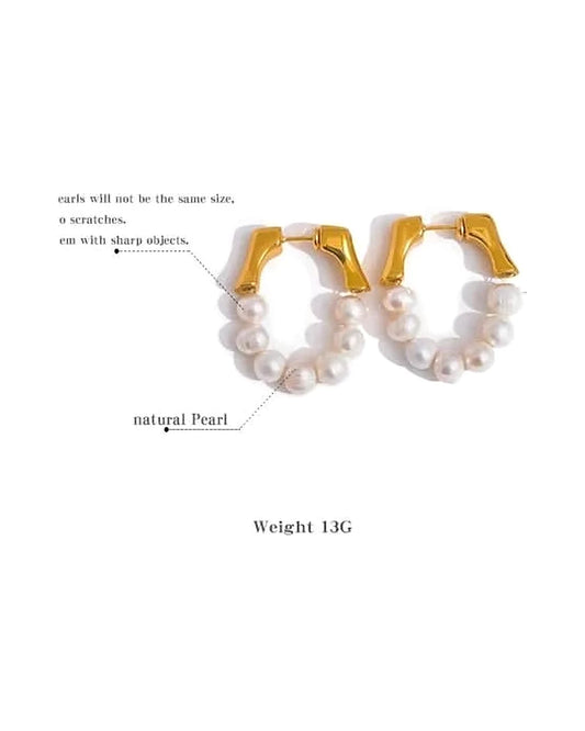 Royal Pearl Hoop Earrings — view 1