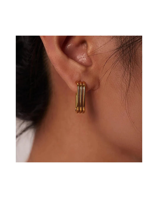 Parallels Hoops Earrings — gold view 1